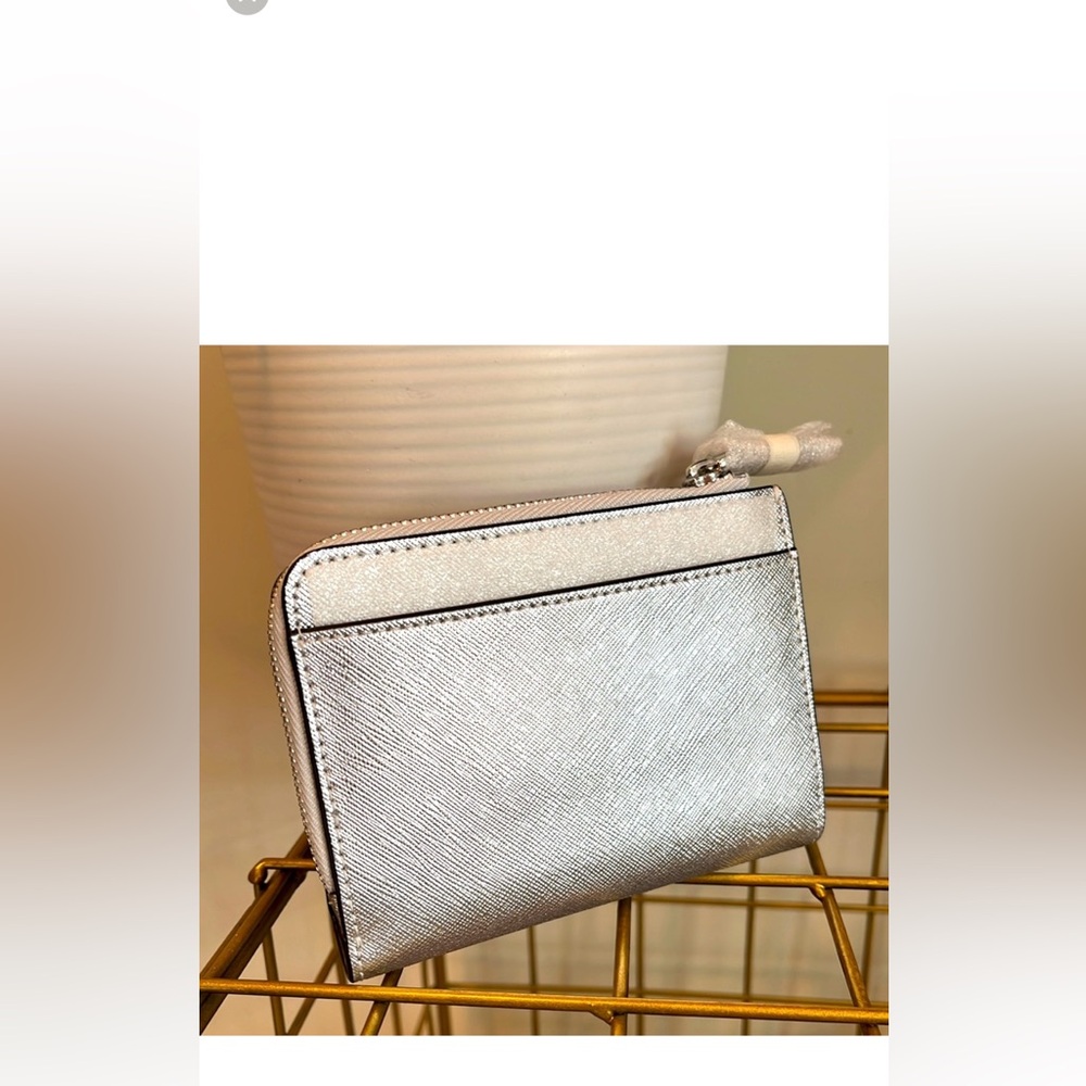 NWT Kate Spade Saffiano Lunar light/Silver Leather Wallet - Picture 4 of 8